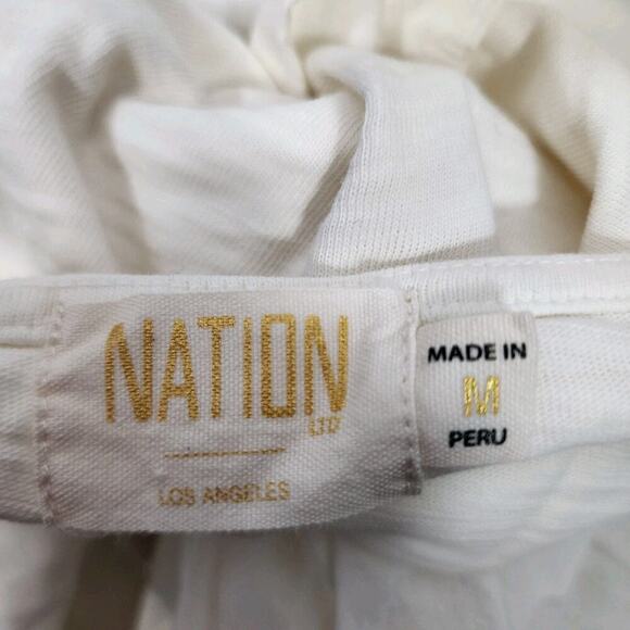 Nation LTD Gracie Pintuck 3/4 Balloon Sleeve Off White Top Med Boho Beach - Picture 6 of 10